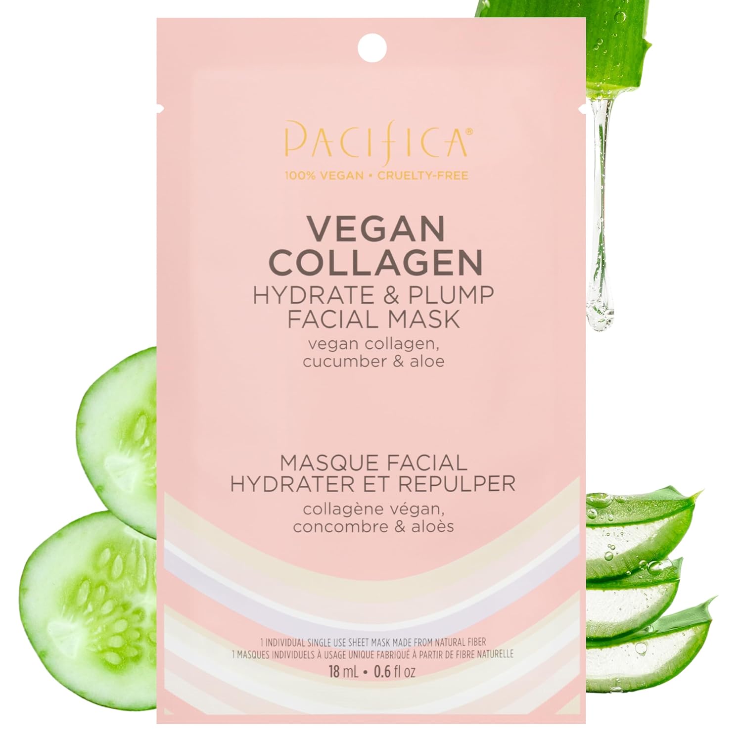 Pacifica Sheet Face Mask - Glow Baby Brightening Facial Mask w/Vitamin C, Aloe & Kelp – Cooling Mask for Dark Spots & Fine Lines - Clean Beauty Vegan & Cruelty-Free Dermatologist Tested
