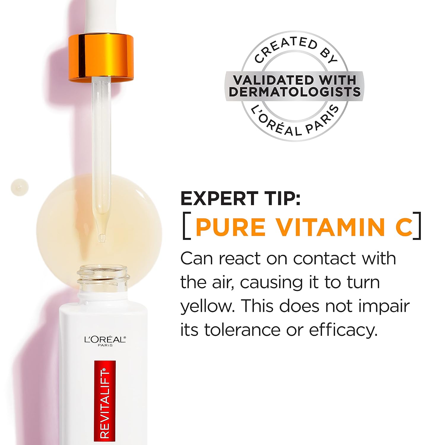 L'Oreal Paris Revitalift 12% Pure Vitamin C Serum, Brightening Serum For Face with Vitamin E, Salicylic Acid, 1 oz + Moisturizer Sample