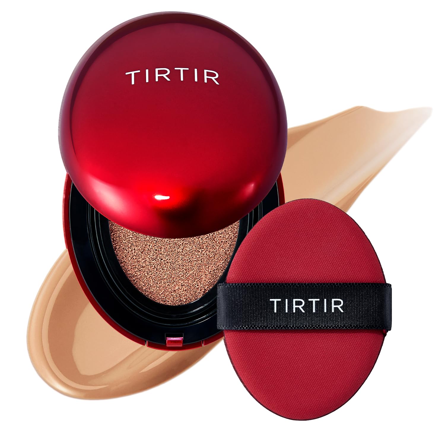 TIRTIR Mask Fit Red Cushion Foundation | Full coverage, Weightless, Skin fit, Satin Glow Finish, Korean Makeup Cushion Foundation (#23N Sand, 0.63 Fl Oz)