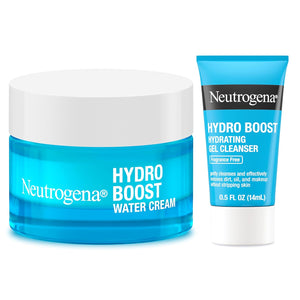 Neutrogena Hydro Boost Skincare Set, Hydro Boost Fragrance Free Water Cream Face Moisturizer, 1.7 fl oz, & Trial Size Hydro Boost Fragrance Free Hydrating Gel Facial Cleanser, 0.5 fl oz