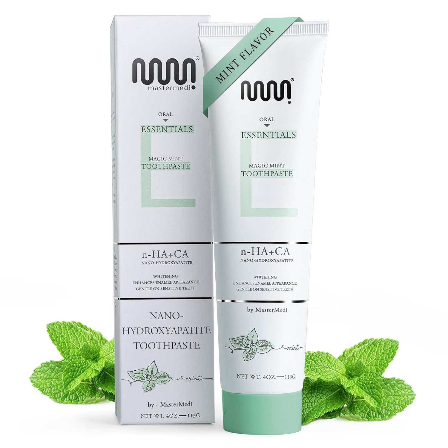 MasterMedi Fluoride Free Nano Hydroxyapatite Toothpaste to Help Remineralizing, Sensitive Teeth, Antiplaque, Whitening. SLS Free, Dentist Recommended – Magic Mint (4 Ounce)
