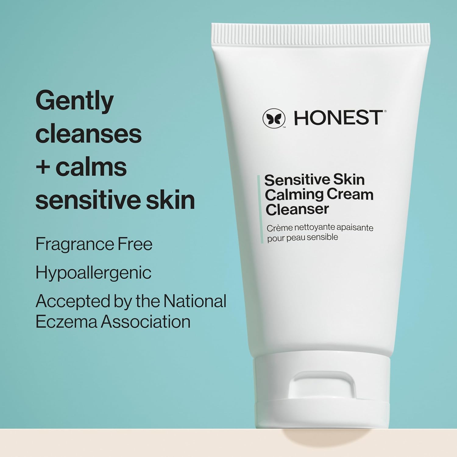 Honest Beauty Sensitive Skin Calming Cream Cleanser – Gentle Hydrating Vegan Cleanser, 4 fl oz