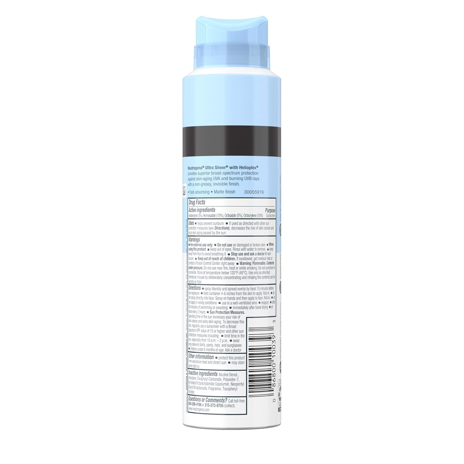 Neutrogena Ultra Sheer Body Mist Sunscreen Spray, Broad Spectrum SPF 45, Lightweight Spray Sunscreen, Non-Greasy & Water Resistant, Oil-Free & Non-Comedogenic UVA/UVB, 5 oz Pack of 3
