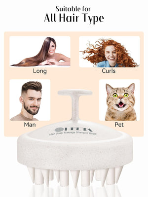 HEETA Hair Scalp Massager for Hair Growth, Shampoo Brush, Scalp Scrubber Exfoliator with Soft Silicone Bristles for Dandruff Removal to Relieve Stress, Wet Dry Use Updated Material, Beige