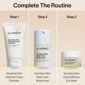 Honest Beauty Sensitive Skin Calm + Renew Eye Balm | Moisturizing + Firming | Hypoallergenic, Fragrance Free, Vegan | 0.5 oz