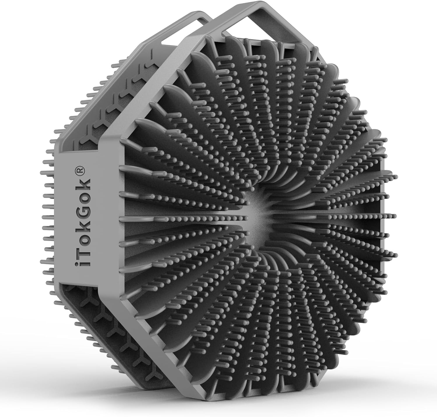 iTokGok® Premium 2-in-1 Silver-Infused Silicone Body Scrubber for Men, Double-Sided Design Body Brush Silicone Body Scrubber Exfoliating Body Brushes for All Skin, Lathers Well - Midnight Green