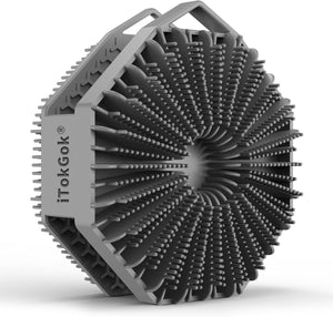 iTokGok® Premium 2-in-1 Silver-Infused Silicone Body Scrubber for Men, Double-Sided Design Body Brush Silicone Body Scrubber Exfoliating Body Brushes for All Skin, Lathers Well - Midnight Green