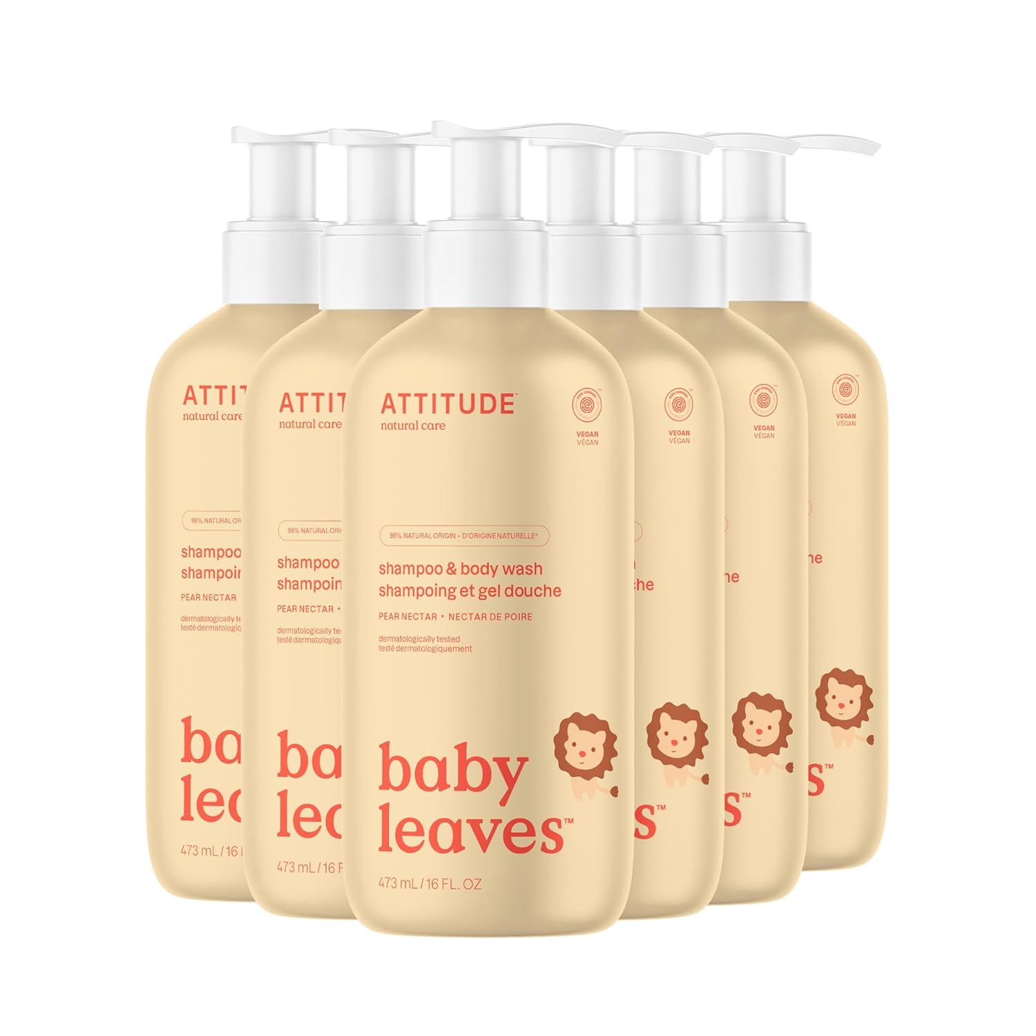 ATTITUDE 2-in-1 Shampoo and Body Wash for Baby, Fragrance-Free EWG Hypoallergenic Plant- and Mineral-Based Ingredients, Vegan and Cruelty-Free, Unscented, 16 Fl Oz