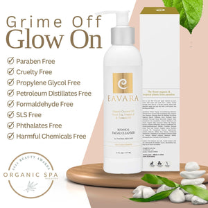 Eavara Organic Face Wash – Gentle, Hydrating Daily Cleanser for All Skin Types, with Activated Charcoal