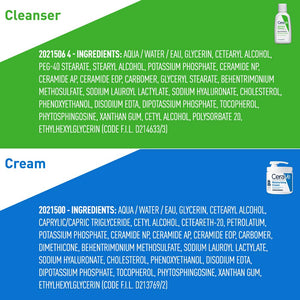CeraVe Moisturizing Cream Combo Pack, Contains 16 Ounce with Pump & 1 Ounce Hydrating Facial Cleanser, Dry Skin Relief