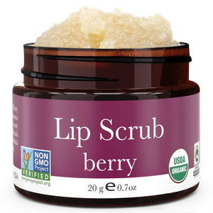 USDA Organic Lip Scrub Vanilla - USA Made with Natural Ingredients, Lips Exfoliator, Moisturizing Scrub for Dry Lips, Lip Sugar Scrubber Exfoliator for Smooth Lips, Small Beauty Gifts