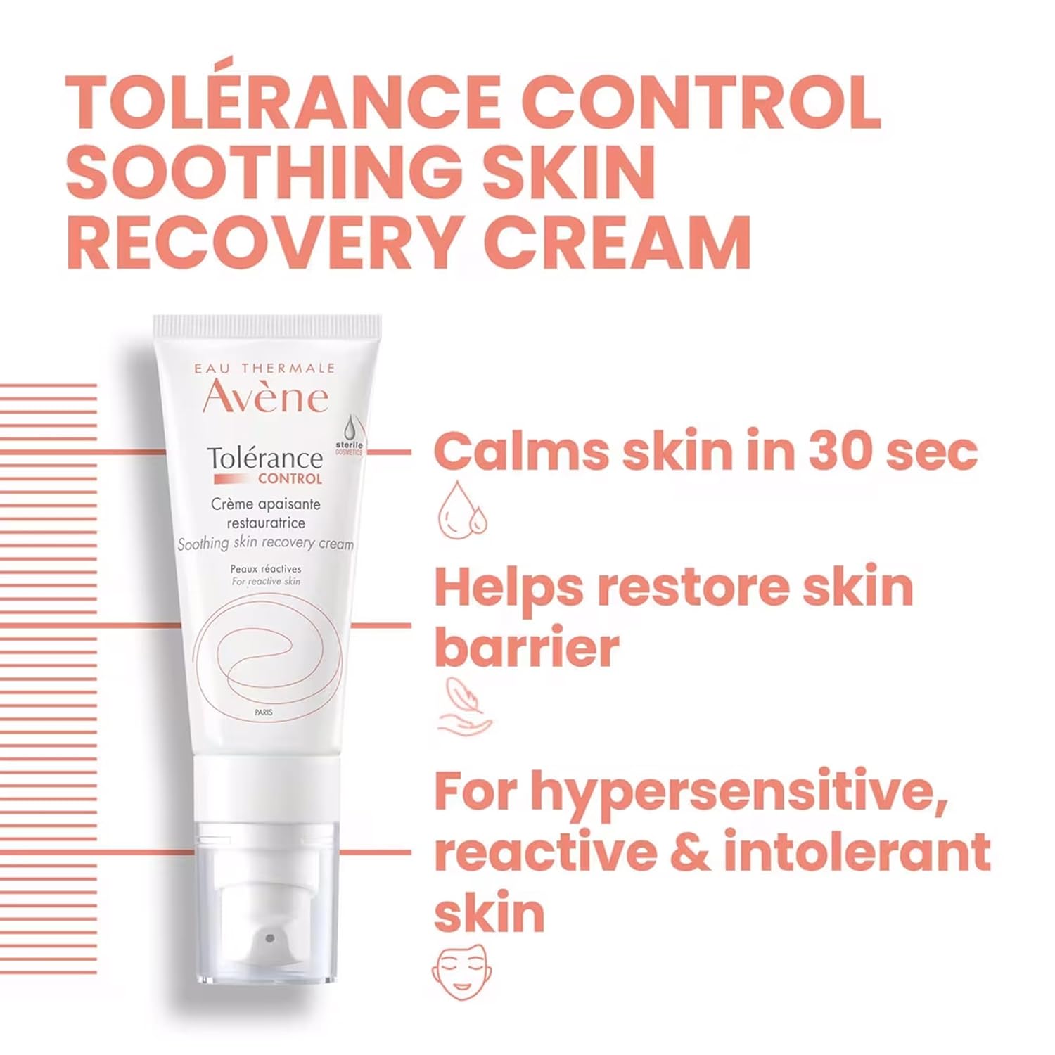 Avène Tolerance Control Soothing Skin Recovery Cream (previously Skin Recovery Cream) New & Improved, Hypersensitive Normal-Combination Skin Face Moisturizer, No Preservatives, 1.3 fl.oz.