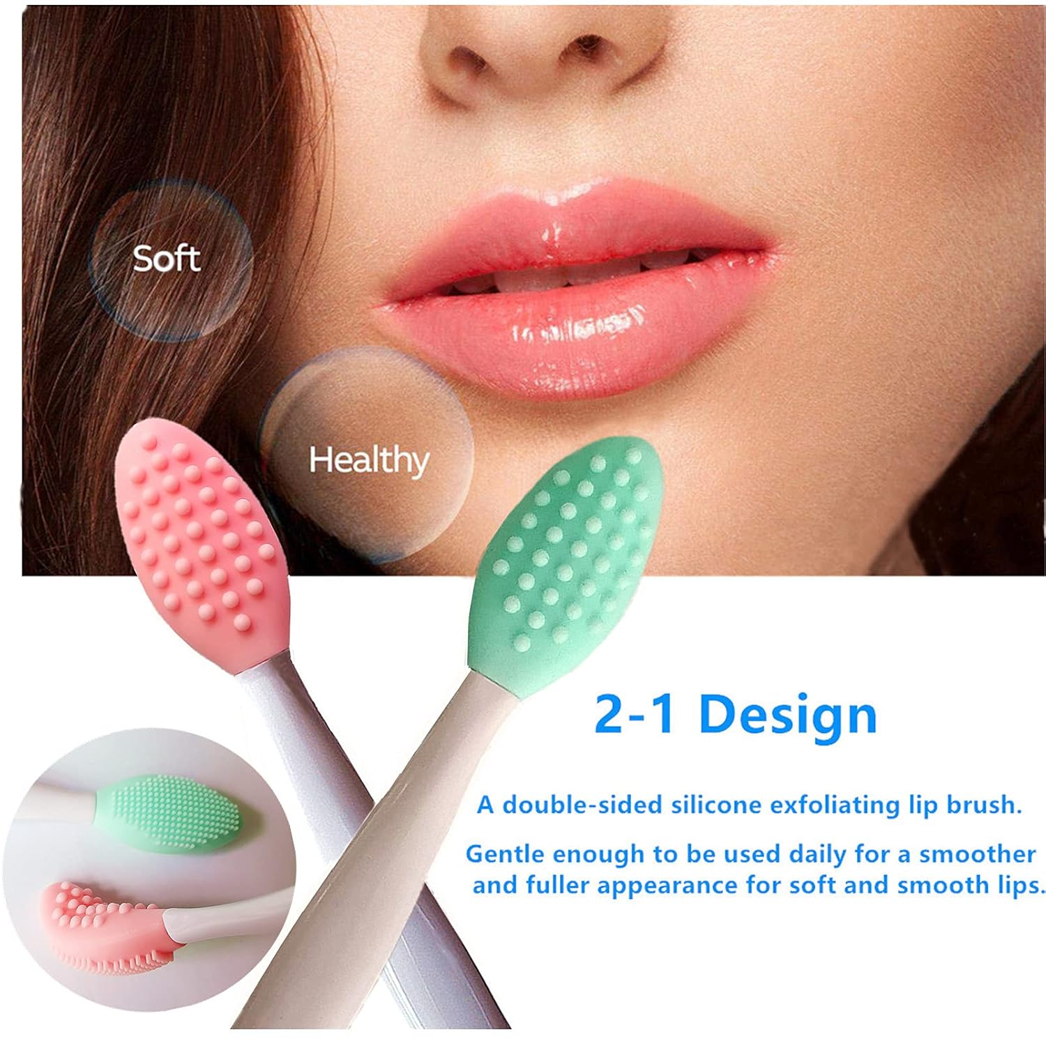 3 Pcs Lip Scrub Brush,Lip Scrubber Exfoliator,Silicone Lip Brush Tool Double-Sided Mini Exfoliating Brush For Men Women Lip Lightening For Dark Lips Exfoliator Scrub Brush