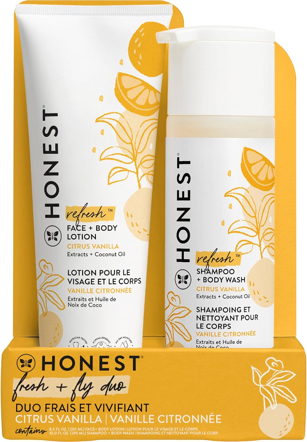 The Honest Company 2-in-1 Cleansing Shampoo + Body Wash and Face + Body Lotion Bundle | Gentle for Baby | Naturally Derived | Sweet Almond Nourish, 18.5 fl oz