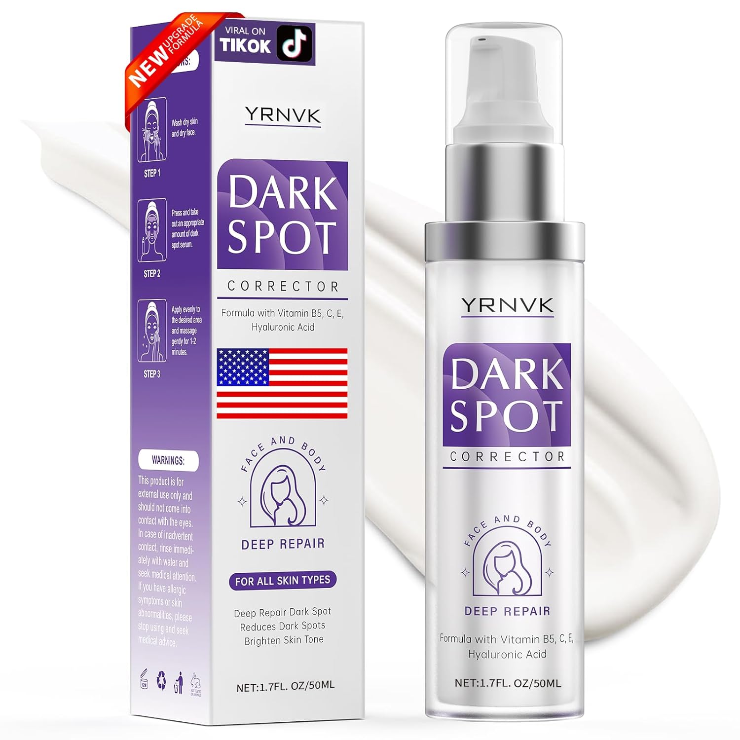 Dark Spot Remover for Face, Dark Spot Corrector Cream, Rapid Tone Repair Upgraded Formula Retinol Serum for Sun Spots, Age Spots, Skin Brown, Melasma Skin Care with Vitamin C for Women 1.7 Fl OZ