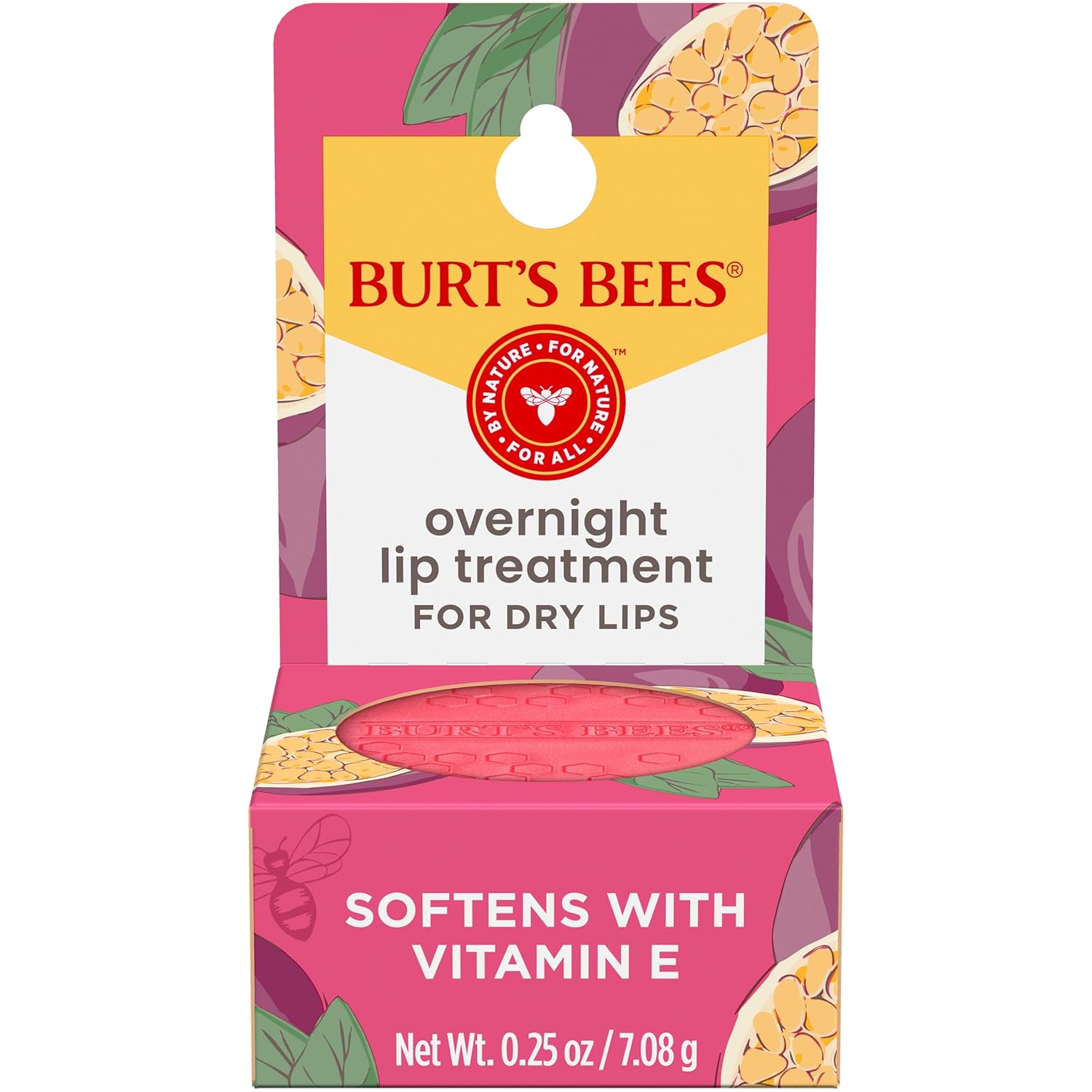 Burt's Bees Overnight Intensive Lip Treatment, 0.25 oz - Moisturizing, Restorative, Reduces Fine Lines, Vitamin E, Ceramides Oils, Leaping Bunny Certified, Compact Jar