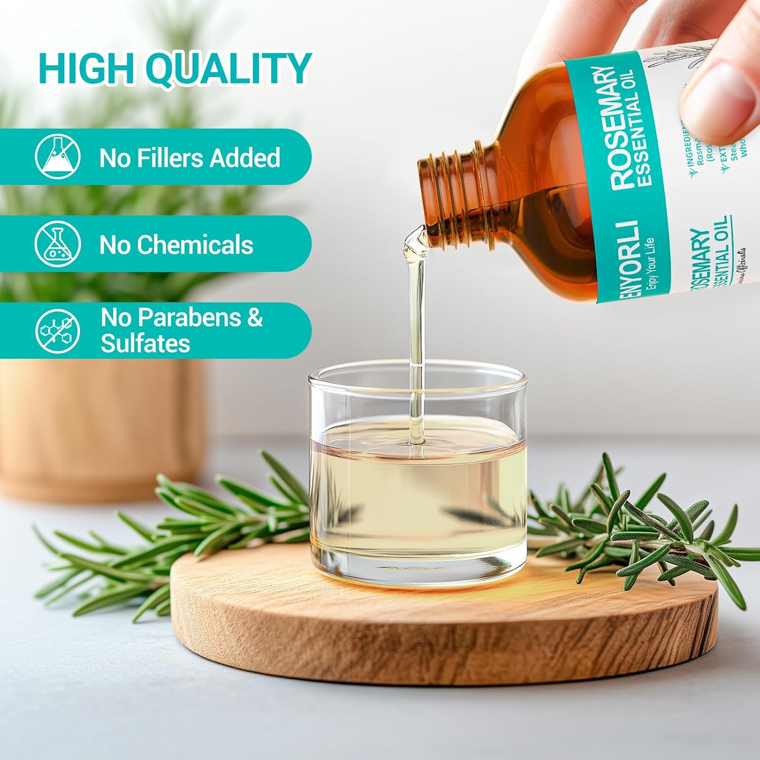 Rosemary Oil 3.38 fl oz Rosemary Essential Oil 100% Pure Undiluted for Hair, Scalp, Skin, Diffusers, Aromatherapy, Massage, Soap and Candle Making