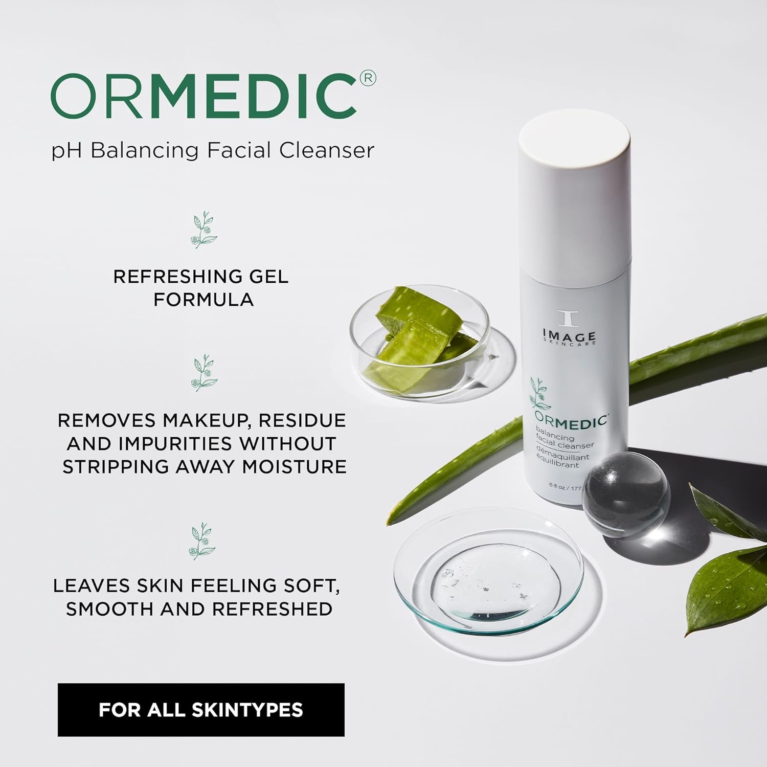 IMAGE Skincare, Ormedic pH Balancing Facial Cleanser, Mild Foaming and Hydrating Face Wash with Aloe Vera