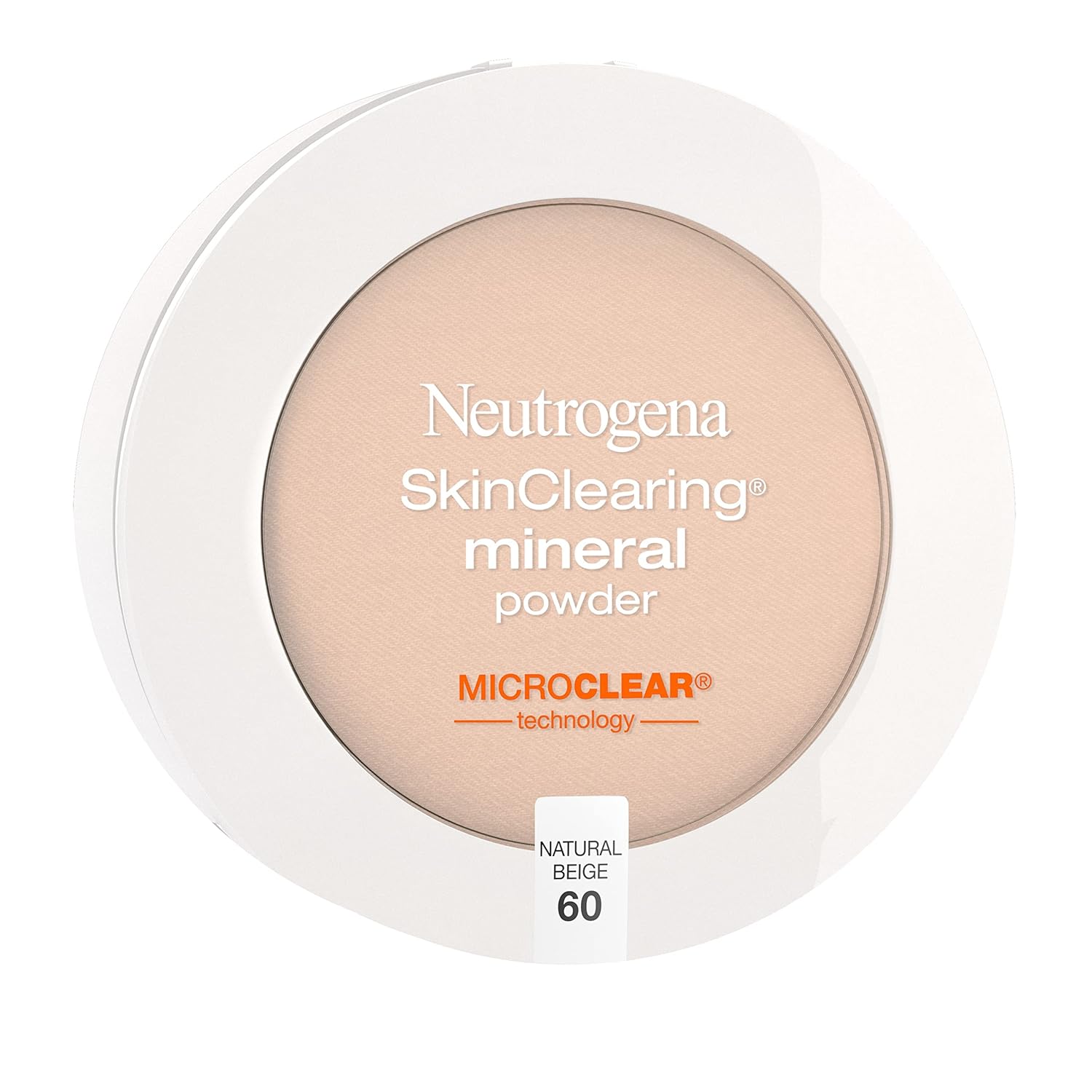 Neutrogena SkinClearing Mineral Acne-Concealing Pressed Powder Compact, Shine-Free & Oil-Absorbing Makeup with Salicylic Acid to Cover, Treat & Prevent Breakouts, Natural Beige 60,.38 oz (Pack of 2)