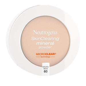 Neutrogena SkinClearing Mineral Acne-Concealing Pressed Powder Compact, Shine-Free & Oil-Absorbing Makeup with Salicylic Acid to Cover, Treat & Prevent Breakouts, Natural Beige 60,.38 oz (Pack of 2)
