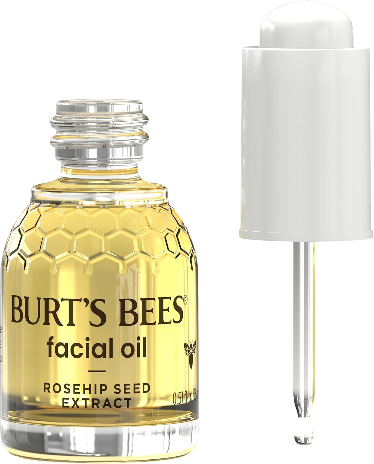 Burt's Bees Gua Sha Face Oil With Rosehip Seed Extract, Reduces Appearance of Fine Lines and Wrinkles, Use with Ice Roller & Facial Tools, Natural Origin Skin Care, 0.51 fl. oz.