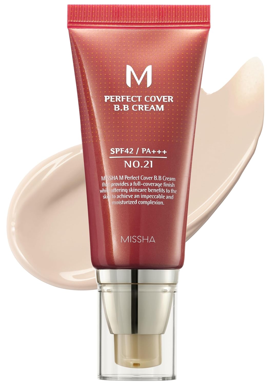 MISSHA M Perfect Cover BB Cream No.21 Light Beige - Light with Cool Undertone SPF 42 PA +++ 1.69 Fl Oz - Tinted Moisturizer with SPF
