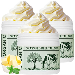 Beef Tallow, Beef Tallow for Skin, Moisturizer for Dry Skin, Unscented Beef Tallow Blam Grass Fed Whipped Tallow Face Cream Nourishing Soothing Moisturizer Body Lotion Skin Care