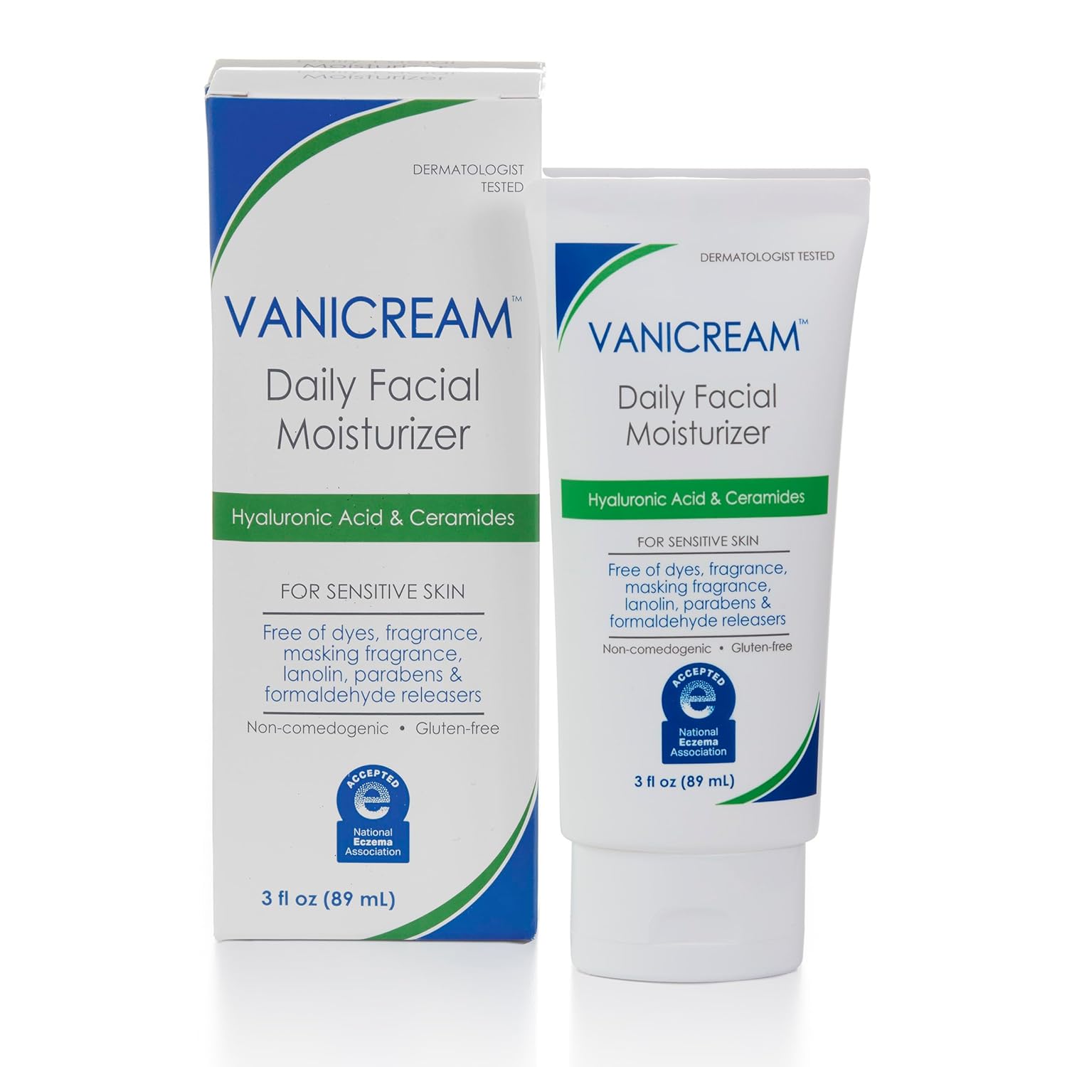 Vanicream Daily Facial Moisturizer With Ceramides and Hyaluronic Acid - Formulated Without Common Irritants for Those with Sensitive Skin, 3 fl oz (Pack of 1)