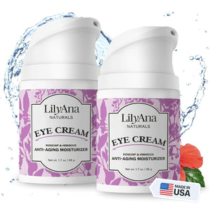 LilyAna Naturals Eye Cream for Dark Circles and Puffiness, Under Eye Cream for Wrinkles and Bags, Anti Aging - helps Improve Dryness; for Sensitive Skin - 1.7 oz - Made in USA