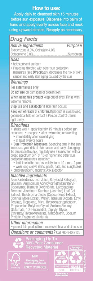 COOLA Organic Dew Good Illuminating Probiotic Serum with SPF 30, Dermatologist Tested Sunscreen with Plant-Derived BlueScreen Digital De-Stress Technology, 1.15 Fl Oz