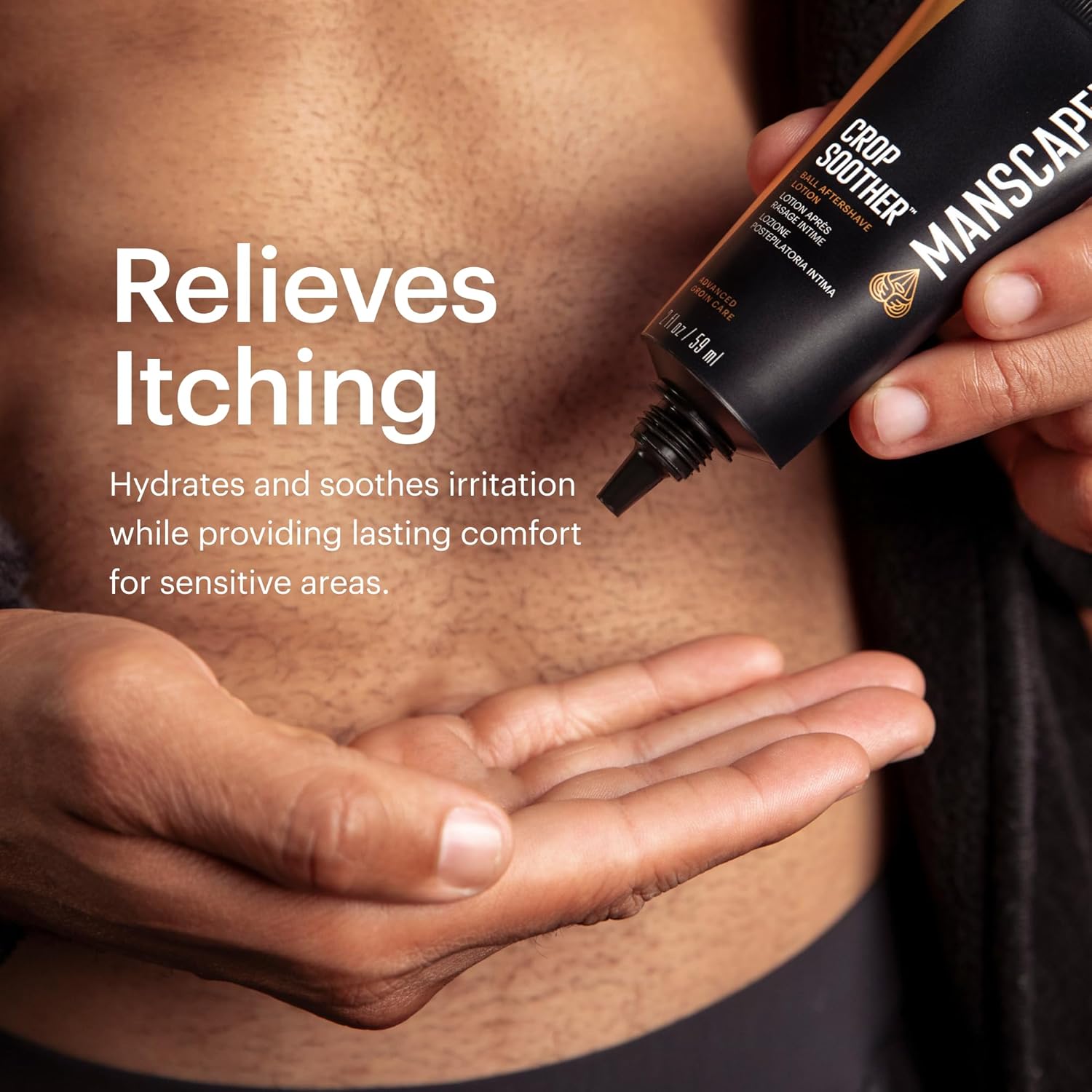 MANSCAPED® Crop Soother™ Groin Grooming Aftershave Lotion - Infused with Aloe, Colloidal Oats, Shea, Cocoa Seed Butter, Safflower Oil for Soothing & Relief