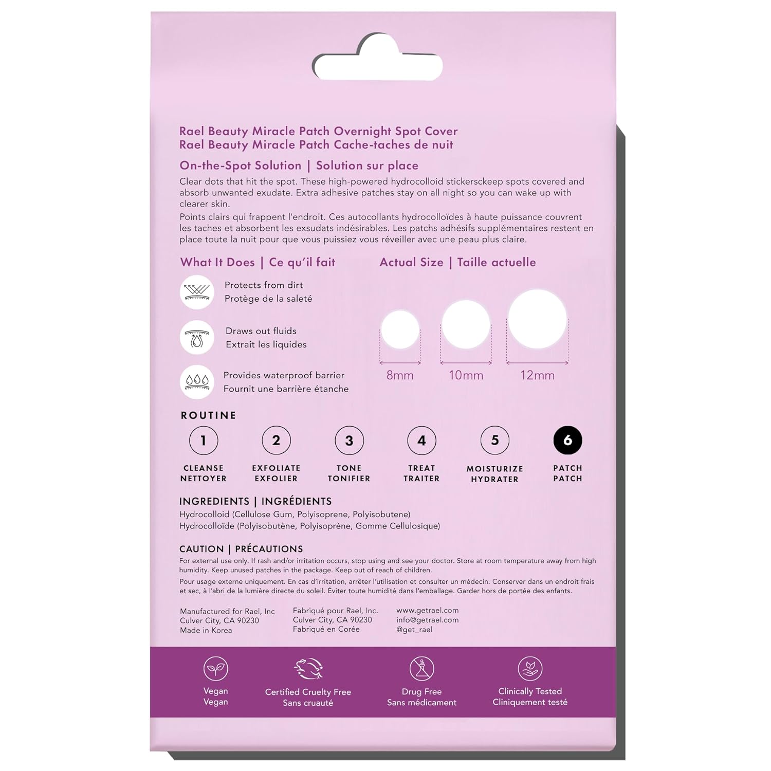 Rael Pimple Patches - Miracle Overnight Spot Cover, Thicker & Extra Adhesion, Hydrocolloid Acne Treatment for Face, Zits & Blemishes, Korean Skin Care, Vegan & Cruelty-Free, 3 Sizes (52 Count)