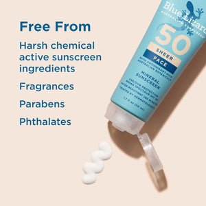 BLUE LIZARD Sheer Face Lotion - SPF 50+, 1.7 Oz
