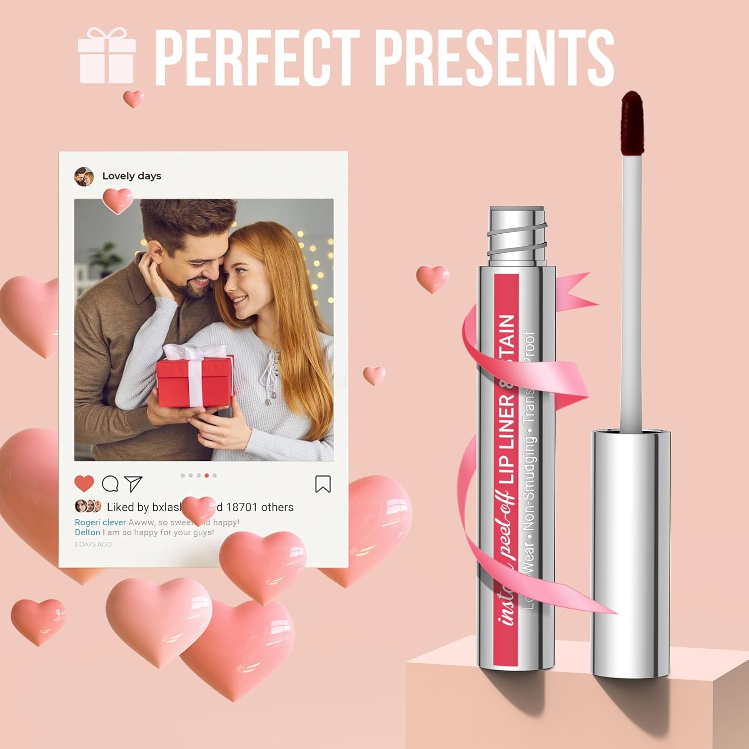 iMethod Lip Stain - Lip Liner Stain, Natural Long Lasting Lip Stain Peel Off, Waterproof Stay On All Day, Transfer-Proof, Highly Pigmented, Instant Peel Off Lip Stain Color, Nude Pink