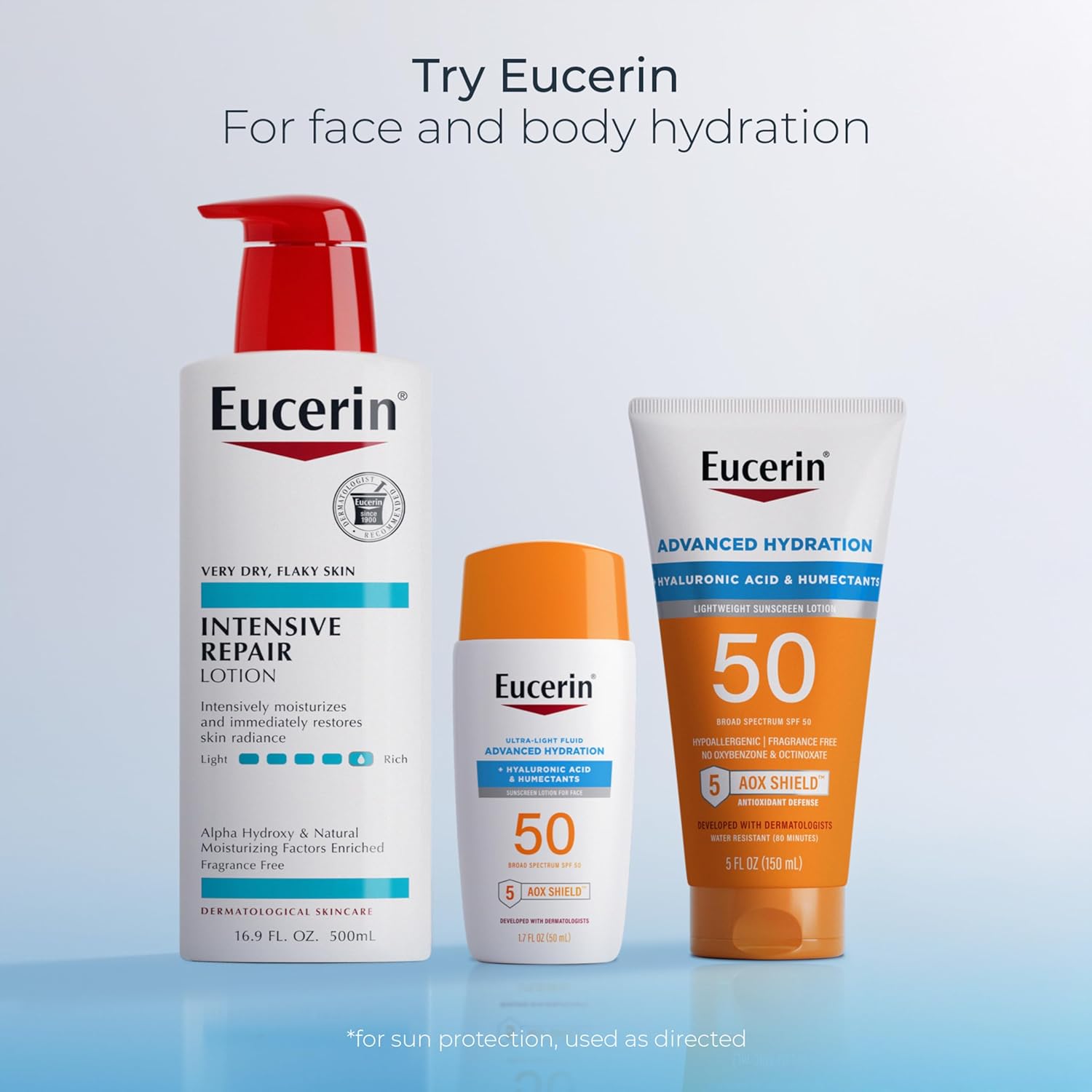 Eucerin Intensive Repair Body Lotion for Dry Skin with Alpha Hydroxy, Body Moisturizer for Very Dry Skin, Moisturizes, Exfoliates and Conditions, Paraben Free and Fragrance Free, 16.9 Fl Oz Bottle