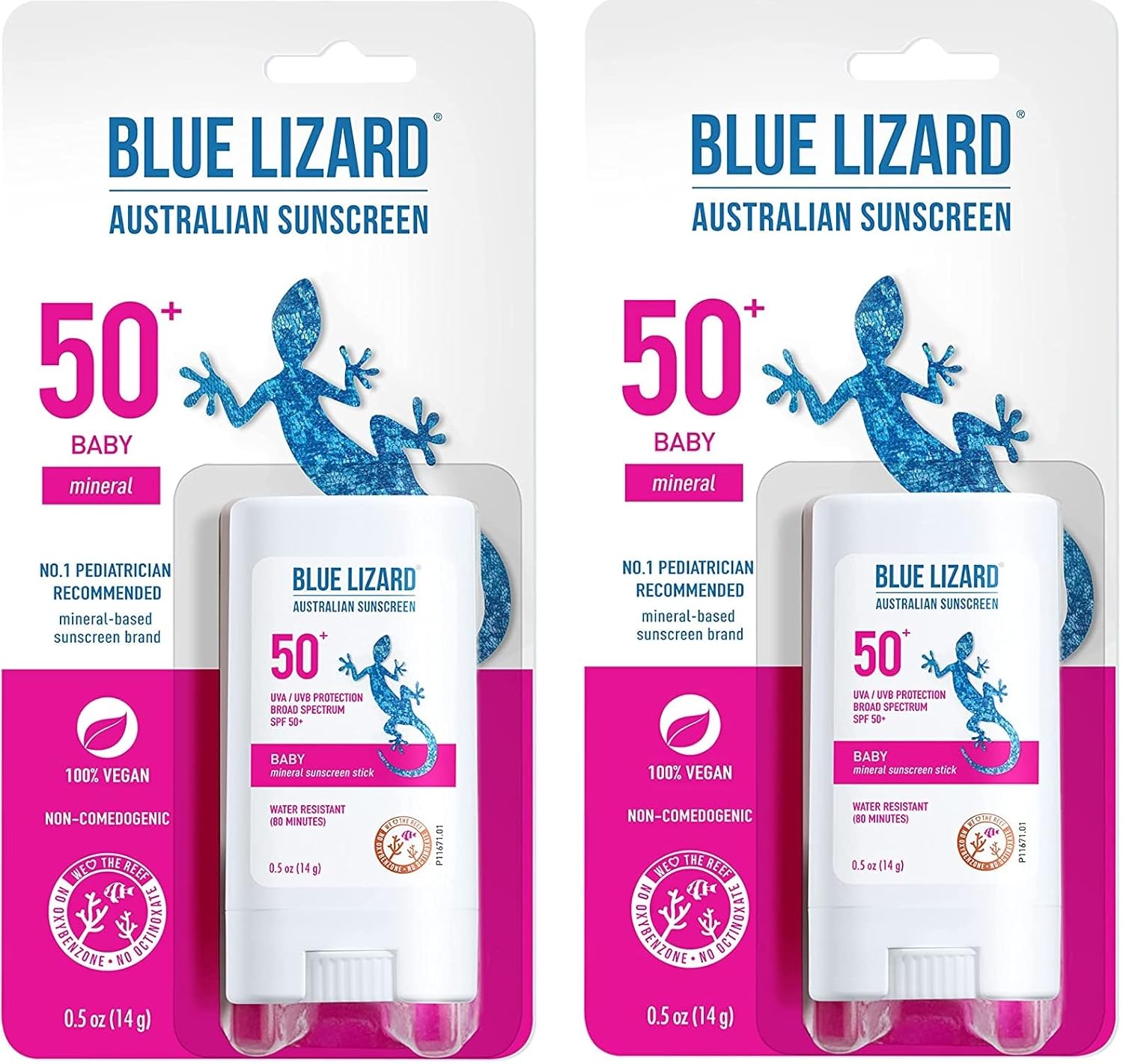 Blue Lizard BABY Mineral Sunscreen Stick with Zinc Oxide, SPF 50+, Water Resistant, UVA/UVB Protection - Easy to apply, Fragrance Free, .5 oz