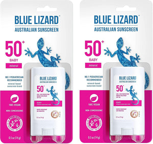 Blue Lizard BABY Mineral Sunscreen Stick with Zinc Oxide, SPF 50+, Water Resistant, UVA/UVB Protection - Easy to apply, Fragrance Free, .5 oz