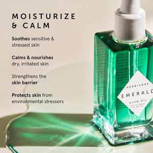 HERBIVORE Emerald Facial Oil | Hydrating, Glowing, Calming & Moisturizing Facial Oil with Ashwagandha & Squalane, Plant-based, Vegan, Non-Comedogenic