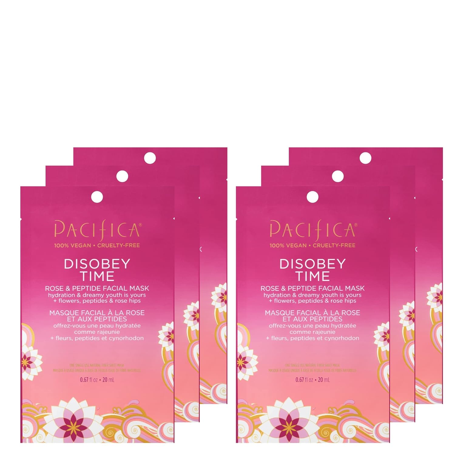 Pacifica Sheet Face Mask - Glow Baby Brightening Facial Mask w/Vitamin C, Aloe & Kelp – Cooling Mask for Dark Spots & Fine Lines - Clean Beauty Vegan & Cruelty-Free Dermatologist Tested