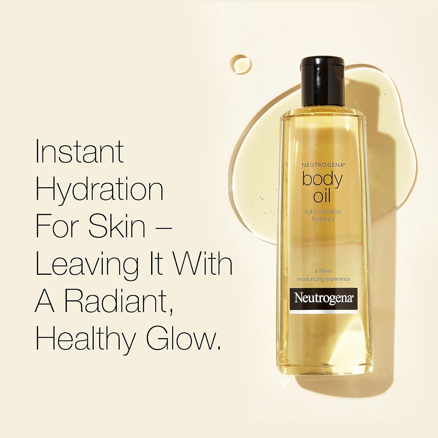 Neutrogena Body Oil Light Sesame Formula, Twin Pack of 16 fl oz, Radiant Glow Moisturizer for Dry Skin, Bath & Shower Oil For Smooth and Hydrated Skin