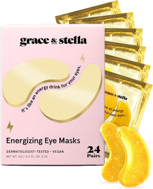 grace & stella Under Eye Mask - Gifts for Women - Reduce Dark Circles, Puffy Eyes, Undereye Bags, Wrinkles - Overnight Gel Under Eye Patches - Bridesmaid Gifts - Vegan Self Care (24 Pairs, Gold)