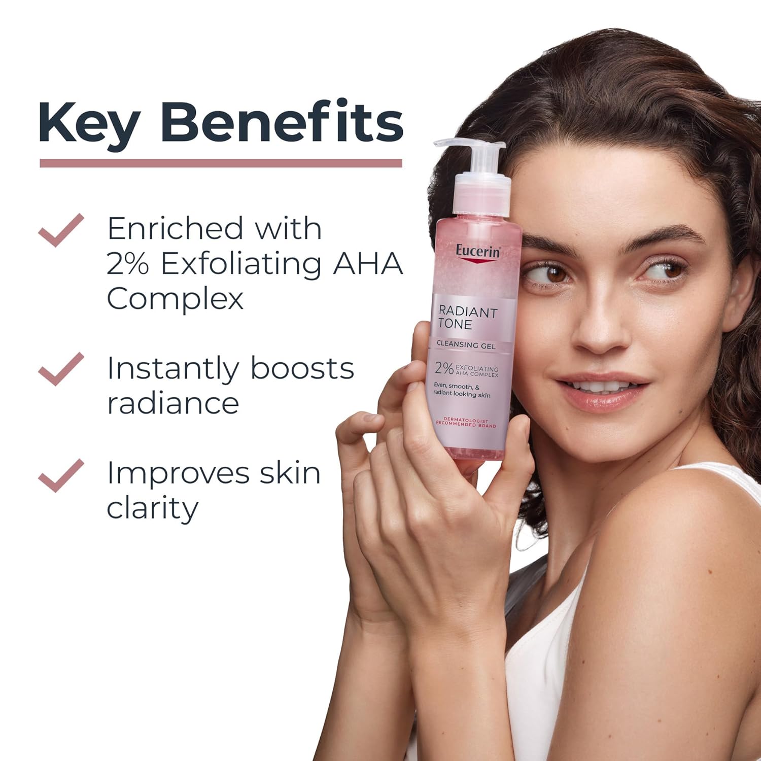 Eucerin Radiant Tone Cleansing Gel with AHA Complex, Face Cleanser Improves Skin Clarity and Boosts Radiance for All Skin Types, 6.8 Fl Oz Bottle