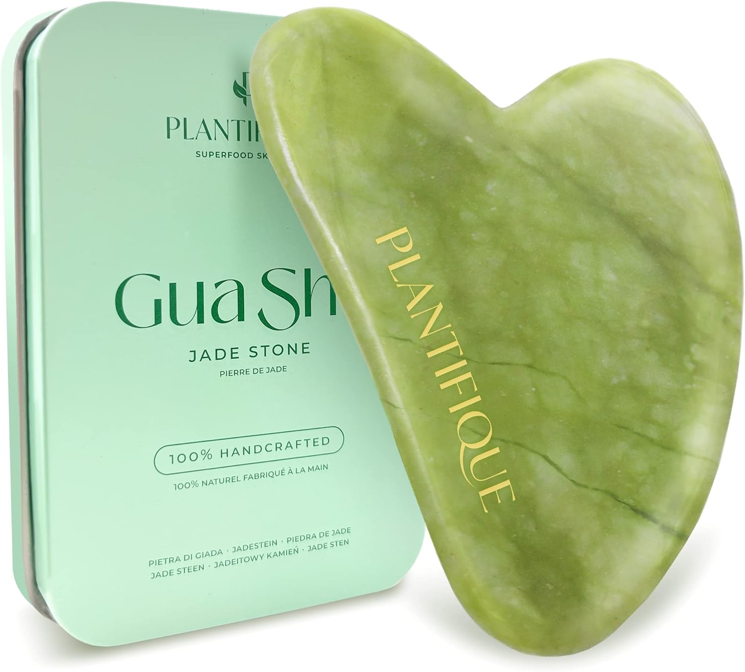 PLANTIFIQUE Rose Quartz Gua Sha Tool – Anti-Aging Face Massager & Jawline Shaper for Skincare Routine – Facial Massage & Skin Care Gift