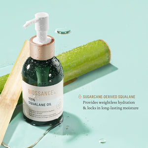 BIOSSANCE 100% Squalane Oil - Sustainable, Vegan Face Oil & Body Oil - Hydrating, Fast-Absorbing Moisturizer - Ideal for Oily Skin, Face, Hair - Organic Sugarcane-Derived Squalane, 3.3 ounces