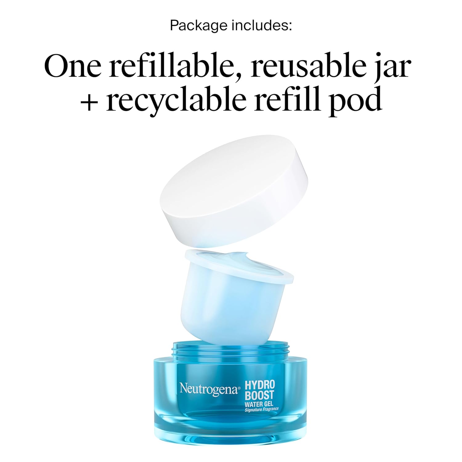 Neutrogena Hydro Boost Water Gel Face Moisturizer Starter Kit, includes Refillable Jar + Refill Pod, with Hyaluronic Acid for a Burst of Hydration & Dewy Skin, 1.7 oz Each
