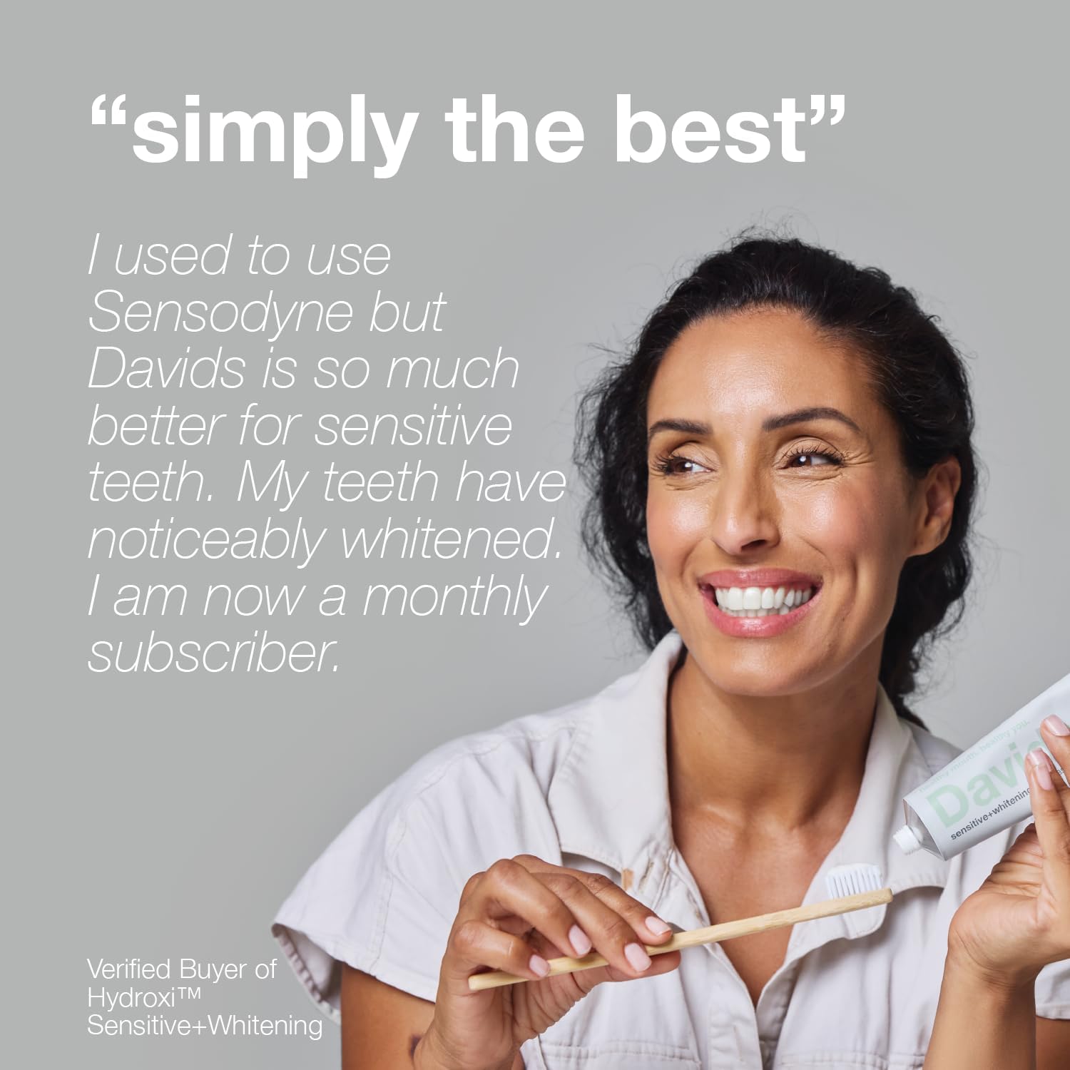 Davids Hydroxi Fluoride Free Nano Hydroxyapatite Toothpaste for Remineralizing Enamel & Sensitive Relief, Whitening, Antiplaque, SLS Free, Natural Peppermint, 4 oz, Made in USA