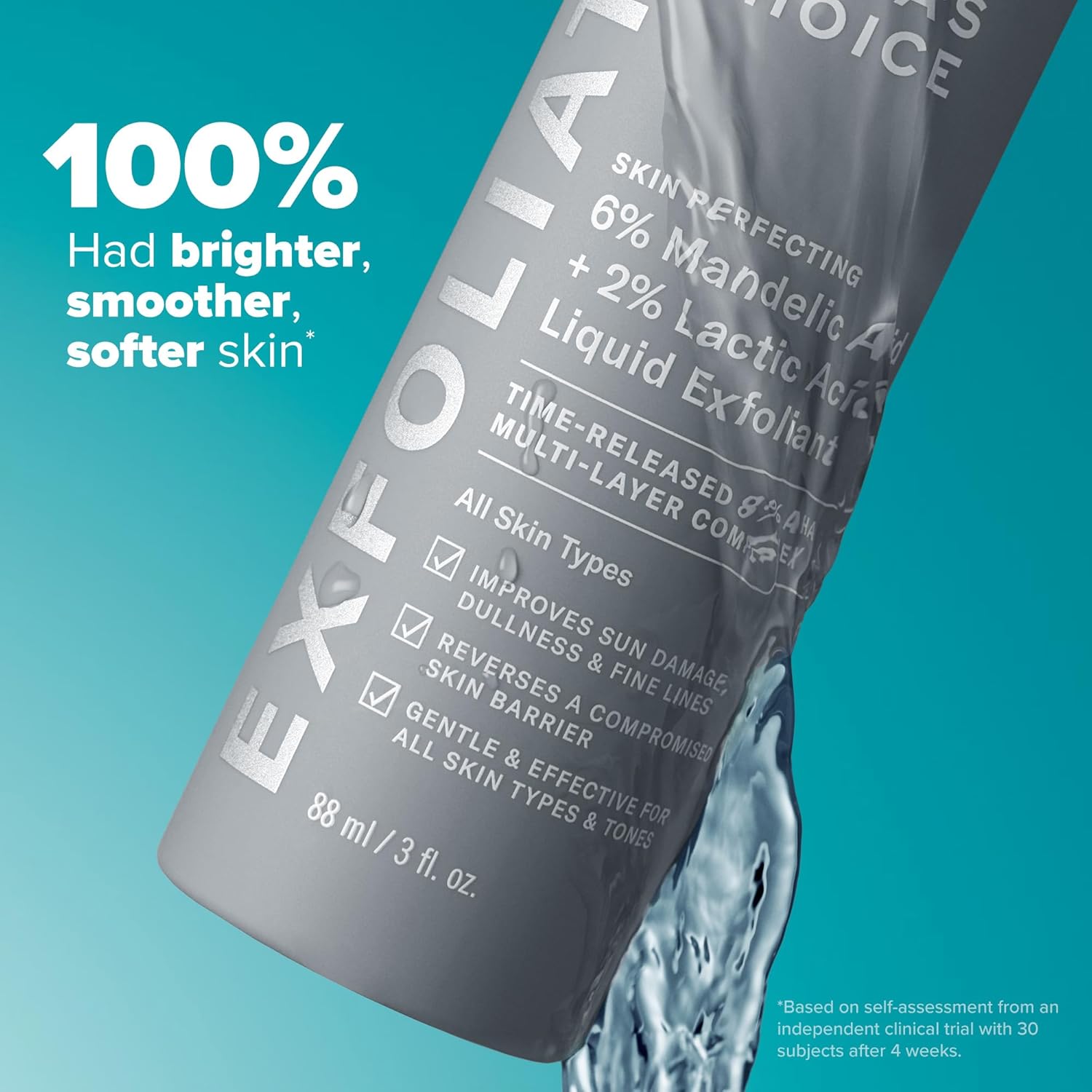 Paula’s Choice 6% Mandelic Acid + 2% Lactic Acid Exfoliant, Gentle Daily AHA Exfoliation for Discoloration, Bumpy Texture & Radiance, for Sensitive Skin, Fragrance-Free & Paraben-Free