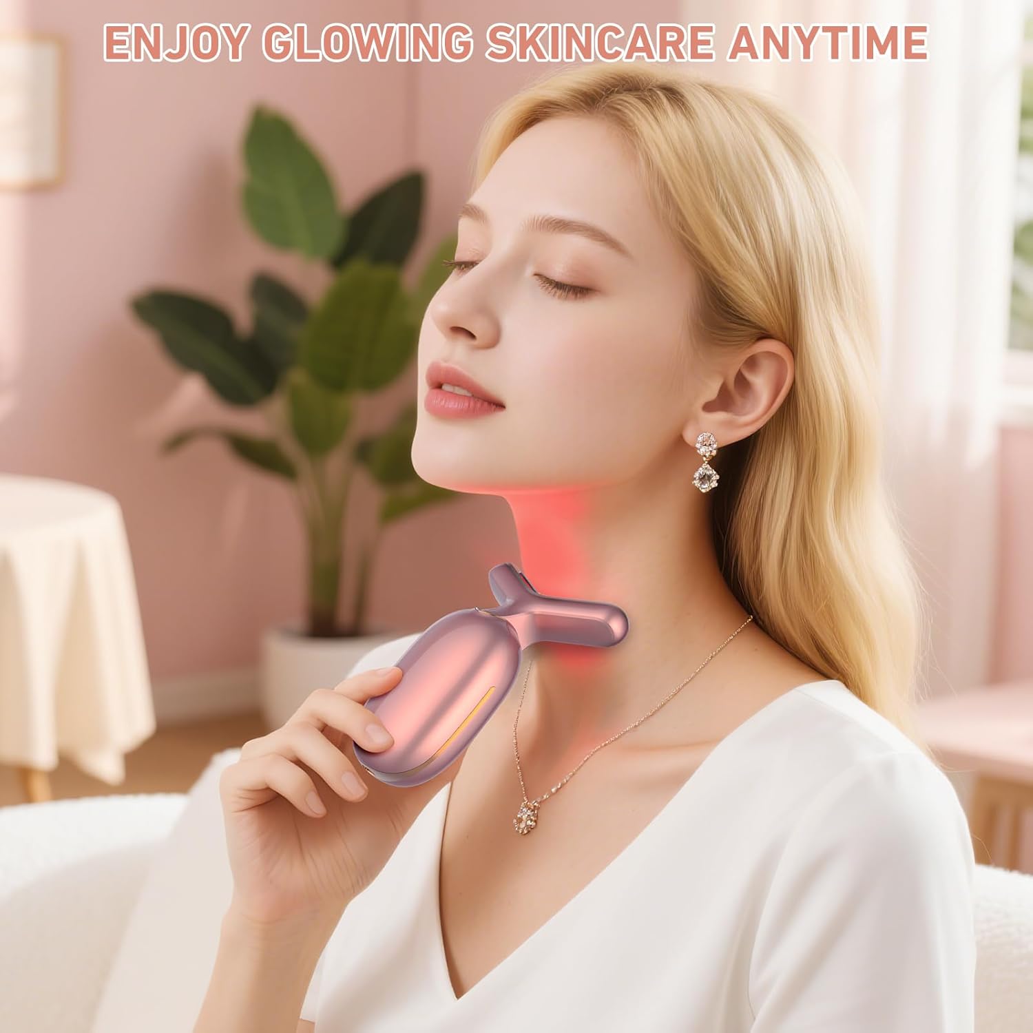 Micro-Current Face Beauty Device, 3 Modes, Red Light Therapy for Face and Neck, Multifunctional Facial Massager Tool