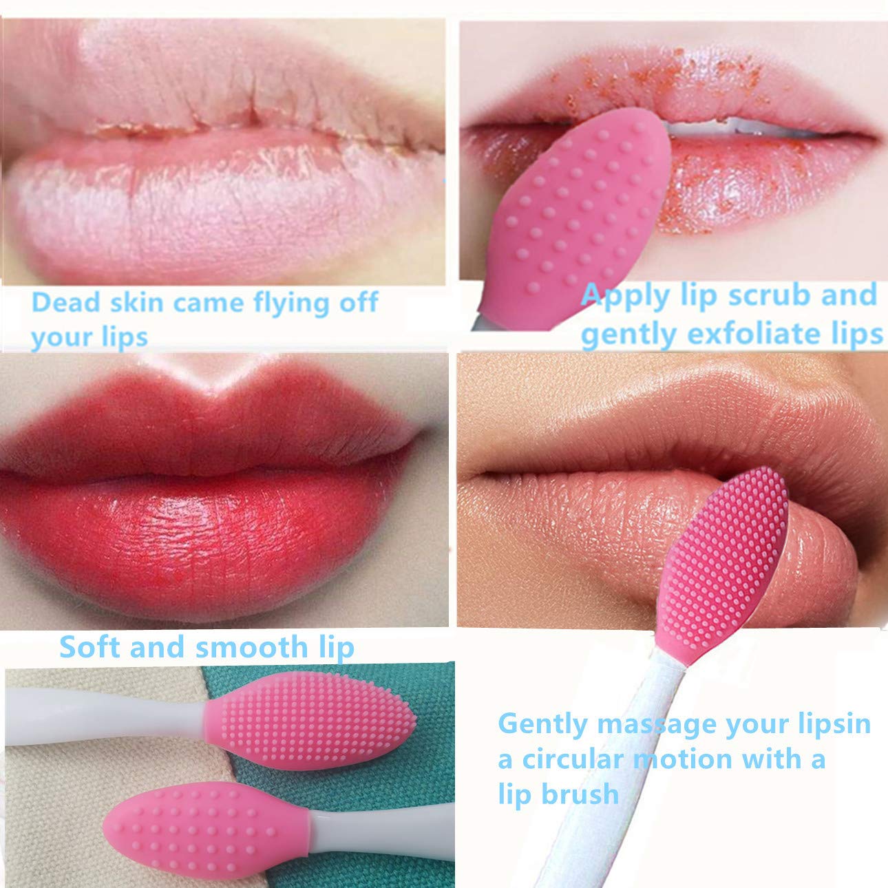 3 Pcs Lip Scrub Brush,Lip Scrubber Exfoliator,Silicone Lip Brush Tool Double-Sided Mini Exfoliating Brush For Men Women Lip Lightening For Dark Lips Exfoliator Scrub Brush