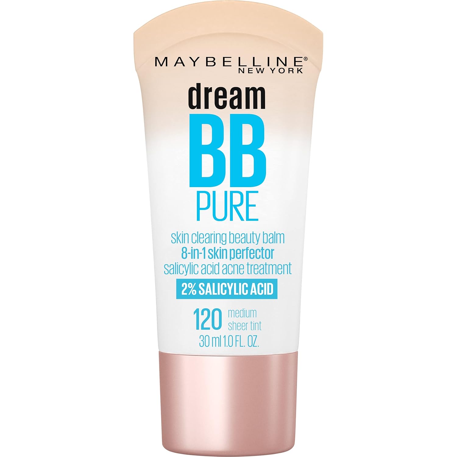 Maybelline Dream Pure Skin Clearing BB Cream, 8-in-1 Skin Perfecting Beauty Balm With 2% Salicylic Acid, Sheer Tint Coverage, Oil-Free, Light/Medium, 1 Count
